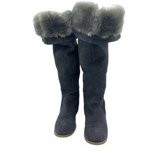 Colin Stuart Size 6 B Gray Suede Fur Lined Knee High Tall Boots